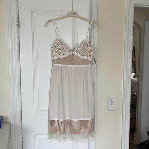 White Theory Dress with tan underlay